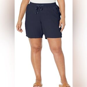 Evan's Women's Plus Size Line Shorts-Navy